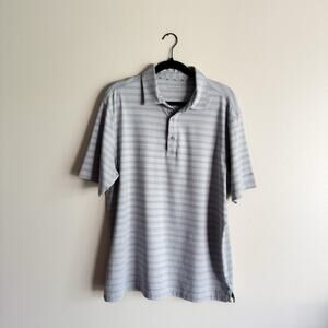 Walter Hagen Grey + White Striped Golf Polo - Large